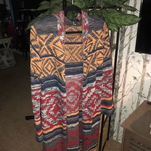 Forever 21 Long Hooded Open Front Cardigan